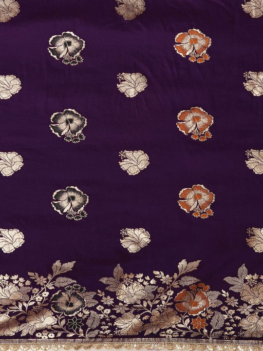 Woven Design Floral Zari Banarasi Saree