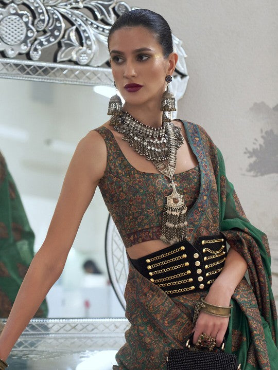 Ethnic Motifs Woven Design Zari Silk Blend Banarasi Saree