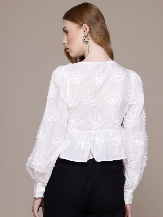 Floral Embroidered Cotton Top