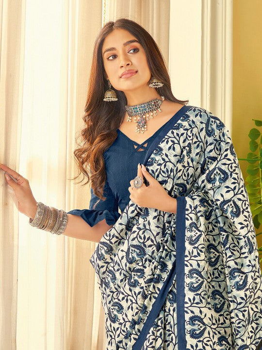 Ethnic Motifs Printed Bhagalpuri Saree