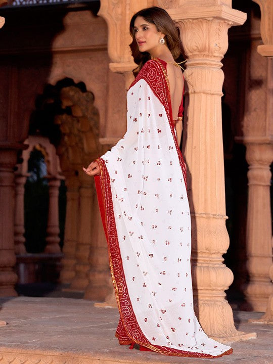 Bandhani Sequinned Pure Georgette Bandhani Saree