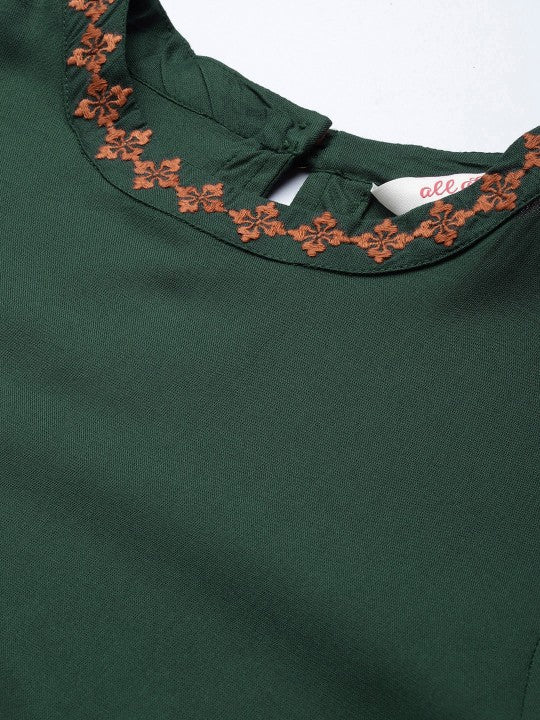 Green Embroidery Detail Top