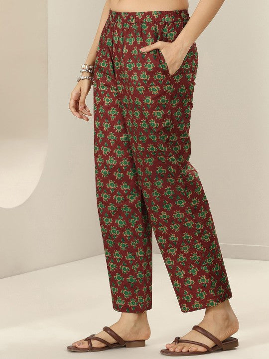 Women Floral Printed Regular Sequinned Kurta with Trousers & With Dupatta