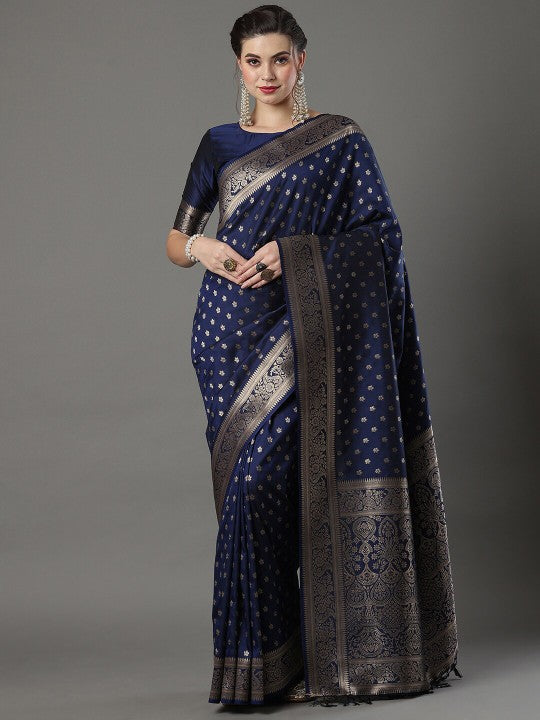 Woven Design Zari Silk Blend Banarasi Saree