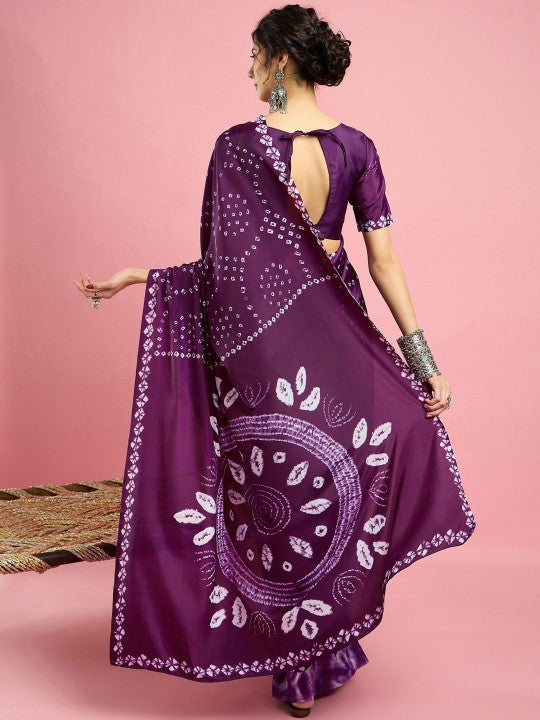 Ethnic Printed Bandhani Saree With Blouse Piece