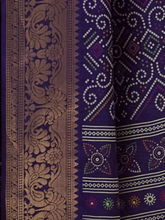 Bandhani Zari Silk Blend Bandhani Saree