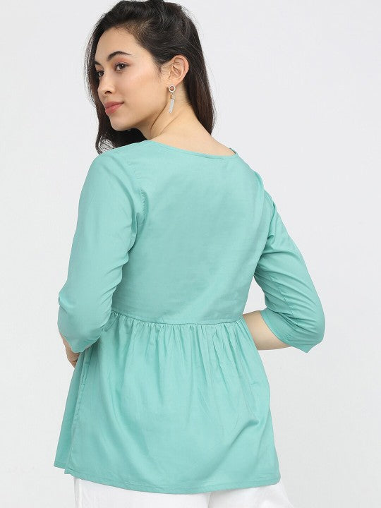 Blue Geometric A-Line Top