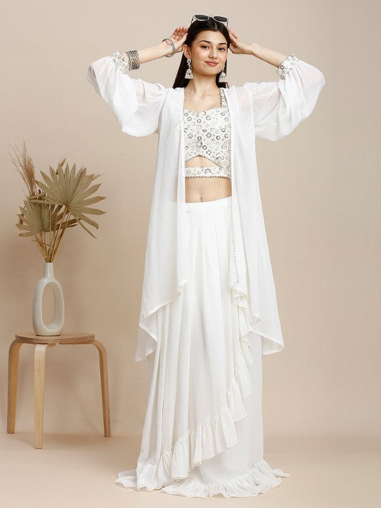 Embroidered Sequinned Ready to Wear Lehenga & Choli & Shrug