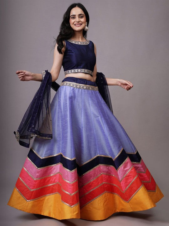 Embroidered Sequinned Shibori Ready to Wear Lehenga & Choli With Dupatta