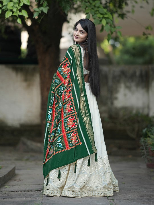 Embroidered Sequinned Semi-Stitched Lehenga & Unstitched Blouse With Dupatta