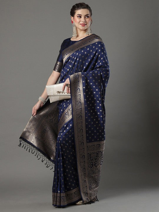 Woven Design Zari Silk Blend Banarasi Saree