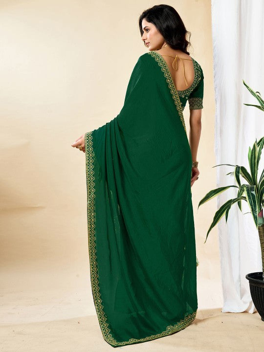 Embroidered Silk Blend Tussar Saree