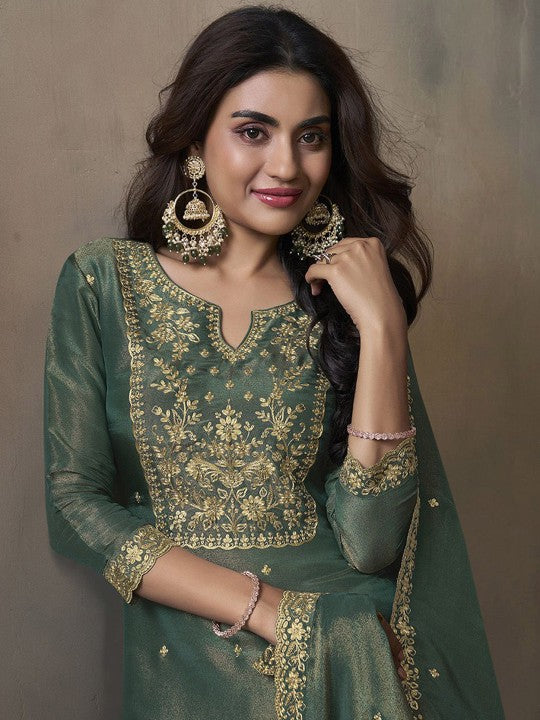 Women Floral Embroidered Regular Kurti with Sharara & Dupatta