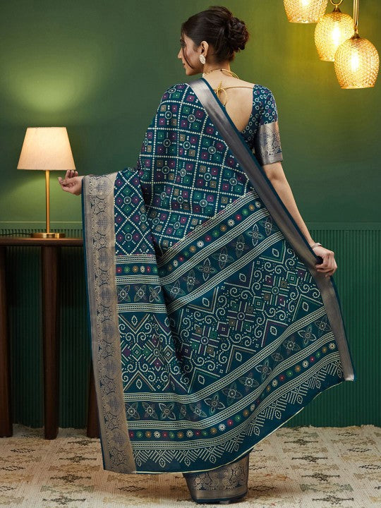 Bandhani Zari Silk Blend Bandhani Saree