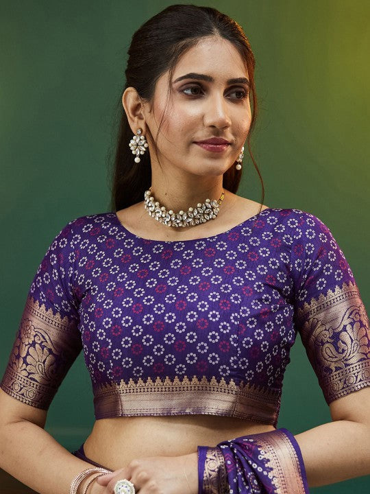 Bandhani Zari Silk Blend Bandhani Saree
