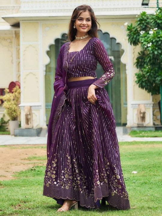 Embroidered Sequinned Ready to Wear Lehenga & Blouse With Dupatta