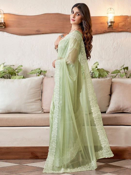 Embellished Embroidered Organza Saree