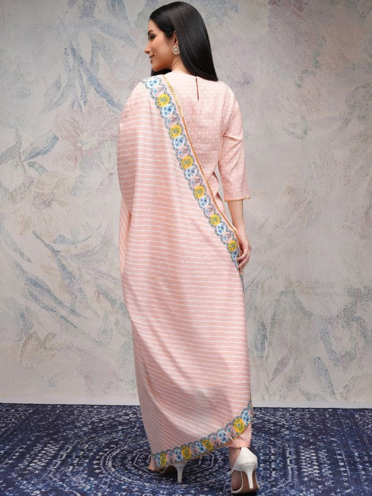 Women Embroidered Regular Sequinned Kurta with Trousers & With Dupatta