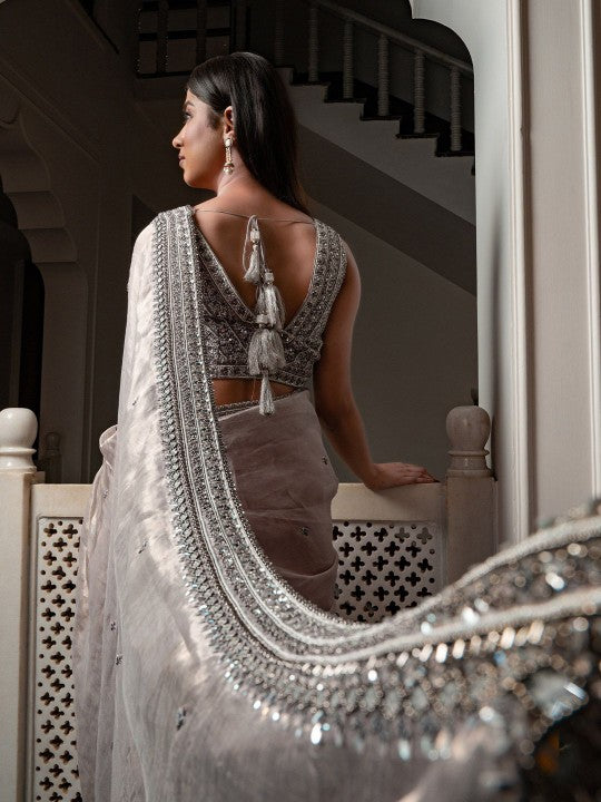 Embellished Embroidered Pure Georgette Saree