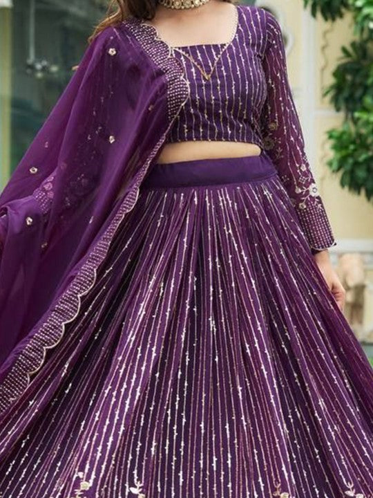 Embroidered Sequinned Ready to Wear Lehenga & Blouse With Dupatta