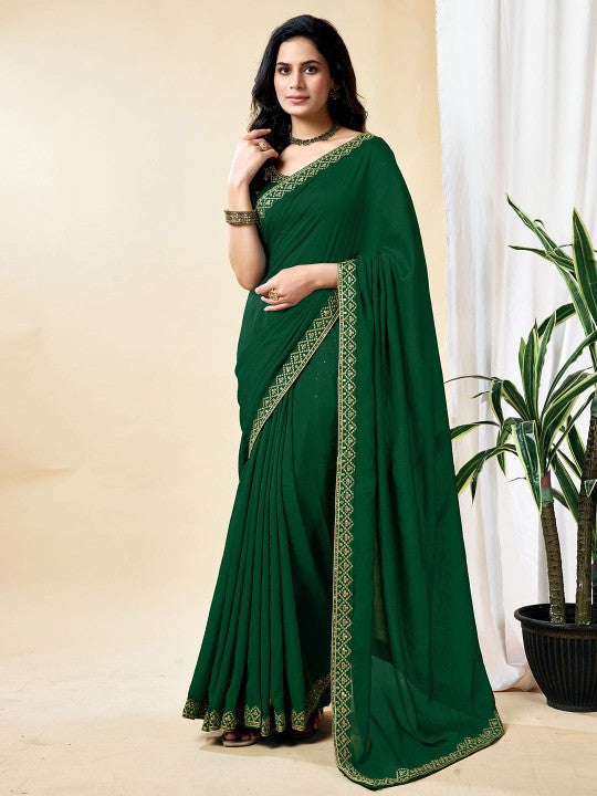 Embroidered Silk Blend Tussar Saree