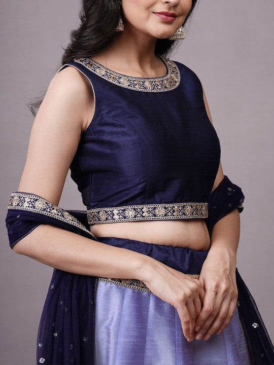 Embroidered Sequinned Shibori Ready to Wear Lehenga & Choli With Dupatta