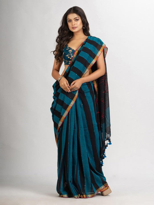 Striped Pure Cotton Jamdani Saree