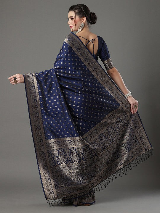 Woven Design Zari Silk Blend Banarasi Saree