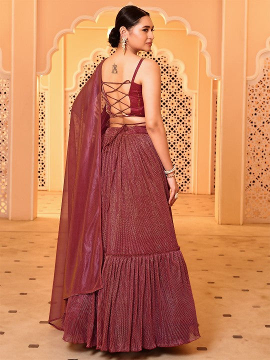 Embellished Sequinned Ready to Wear Lehenga & Unstitched Blouse With Dupatta