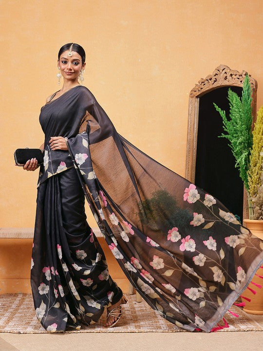 Floral Ready to Wear Chanderi Saree