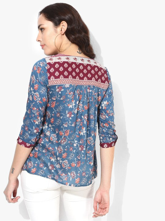 Women Blue Printed Top