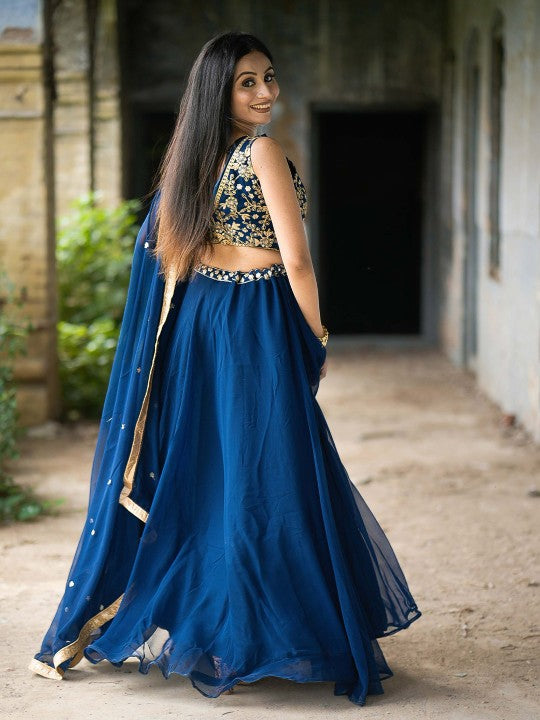 Embroidered Sequinned Ready to Wear Lehenga & Unstitched Blouse With Dupatta
