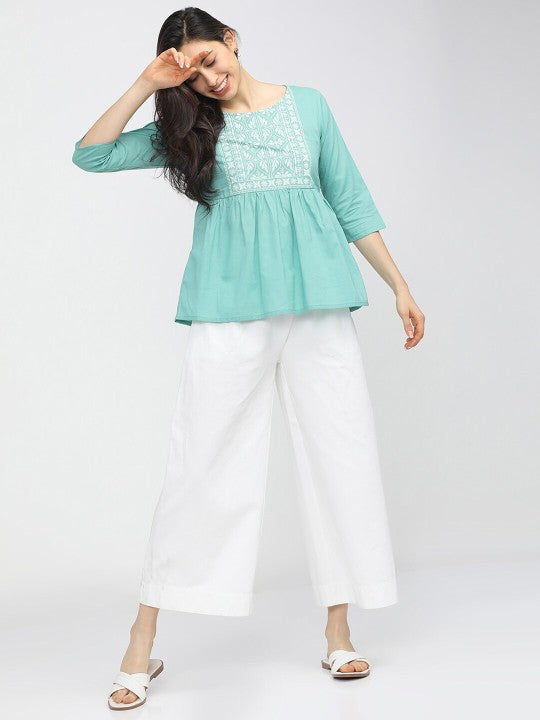 Blue Geometric A-Line Top