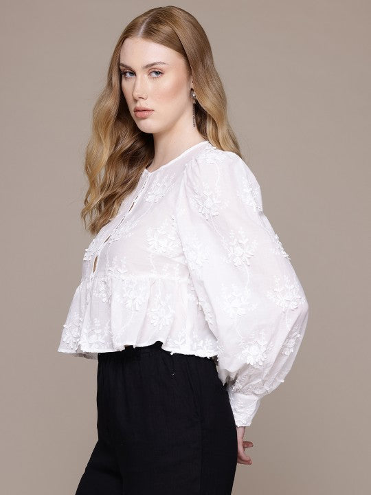 Floral Embroidered Cotton Top