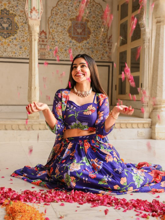 Floral Printed Ready to Wear Lehenga & Blouse With Jacket