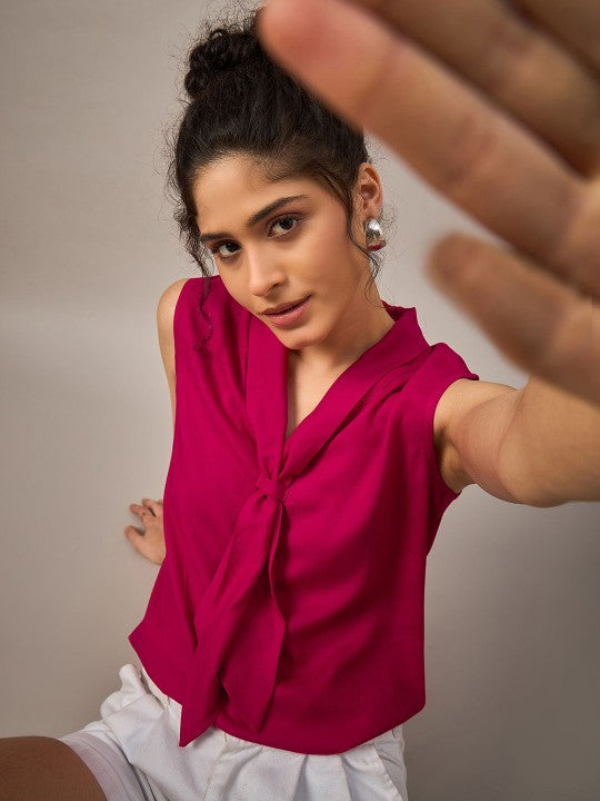 Front Tie Sleeveless Top