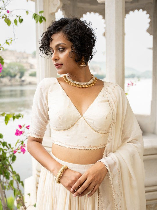 Printed Gotta Patti Pure Cotton Semi-Stitched Lehenga & Unstitched Choli With Dupatta