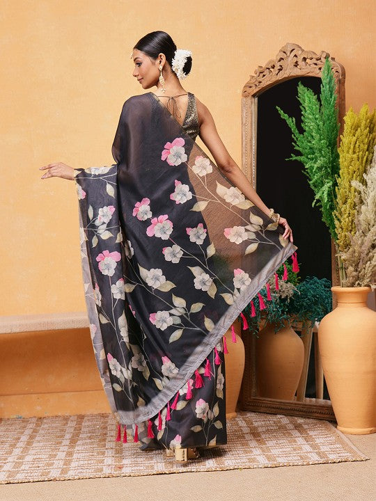 Floral Ready to Wear Chanderi Saree