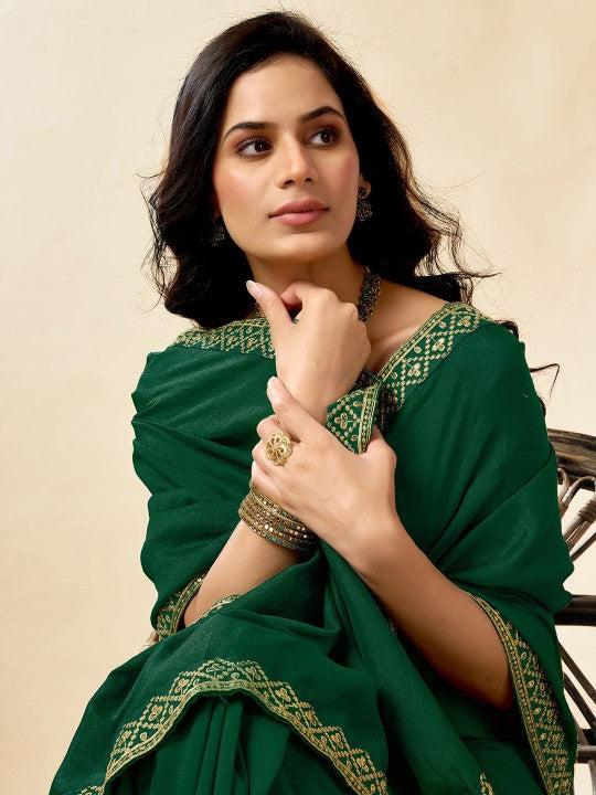 Embroidered Silk Blend Tussar Saree