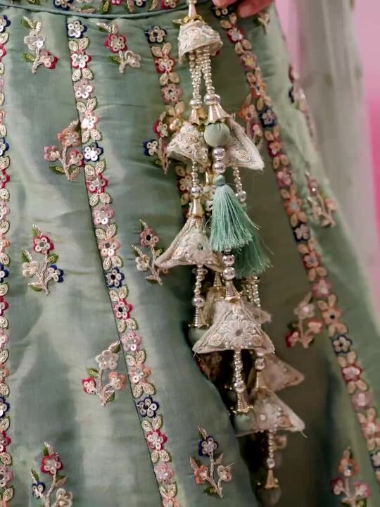 Embroidered Sequinned Semi-Stitched Lehenga & Unstitched Blouse With Dupatta