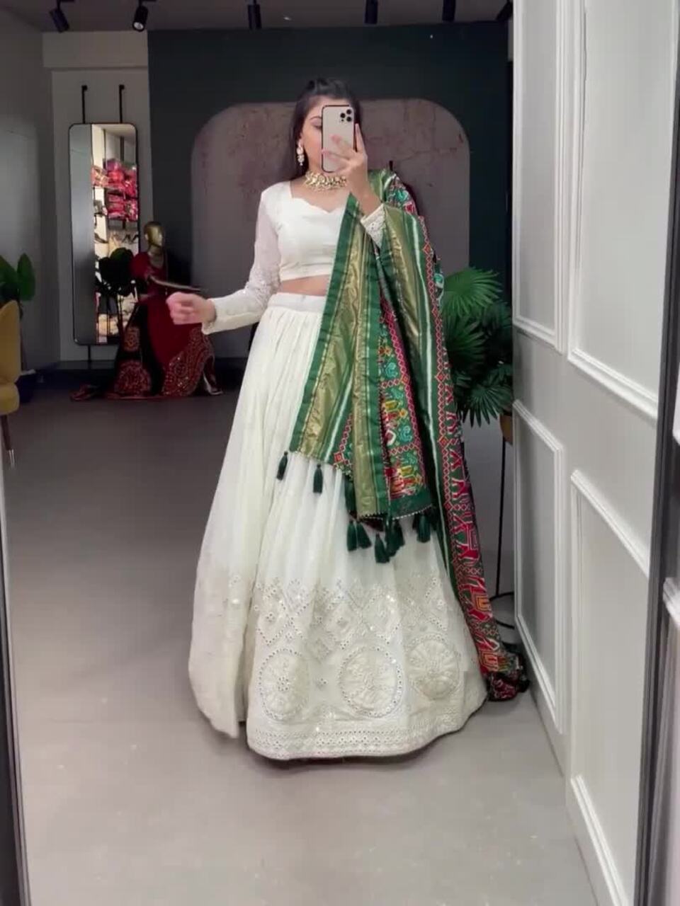 Embroidered Sequinned Semi-Stitched Lehenga & Unstitched Blouse With Dupatta