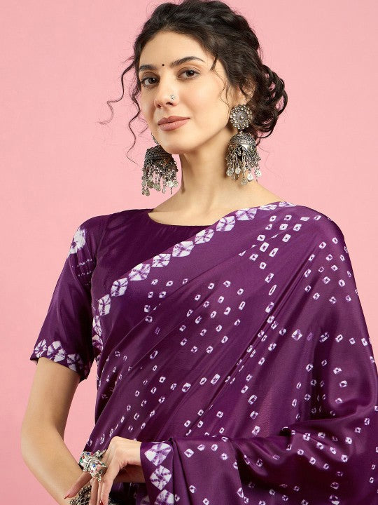 Ethnic Printed Bandhani Saree With Blouse Piece