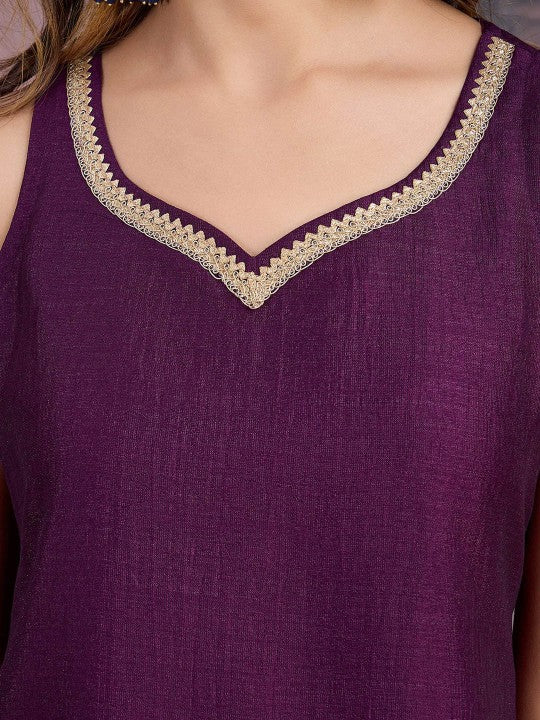 Gotta Patti Sweetheart Neck Sleeveless Kurta And Palazzo With Dupatta