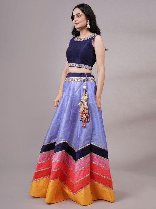 Embroidered Sequinned Shibori Ready to Wear Lehenga & Choli With Dupatta
