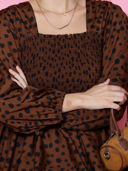 Polka Dot Print Crepe Top