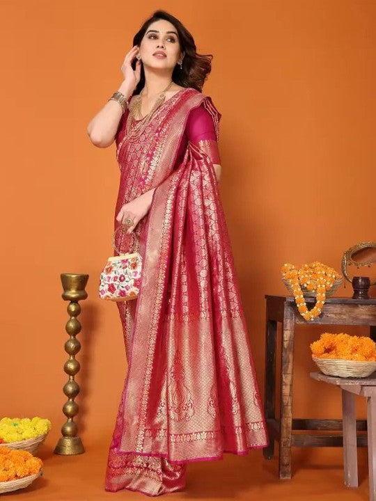 Woven Design Pure Silk Fusion Saree