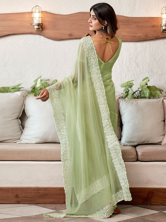 Embellished Embroidered Organza Saree