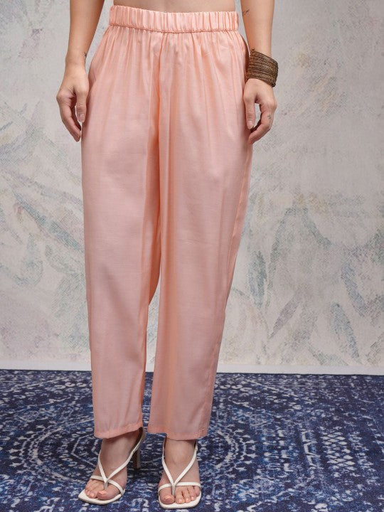 Women Embroidered Regular Sequinned Kurta with Trousers & With Dupatta