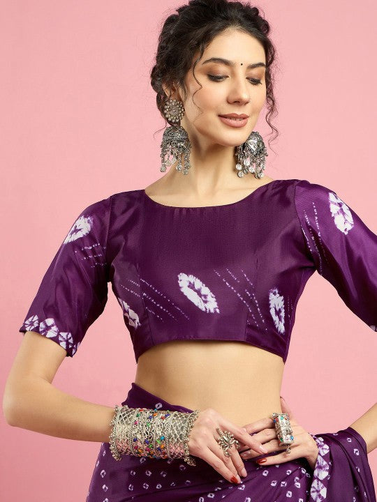Ethnic Printed Bandhani Saree With Blouse Piece