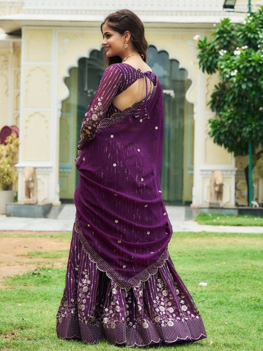 Embroidered Sequinned Ready to Wear Lehenga & Blouse With Dupatta